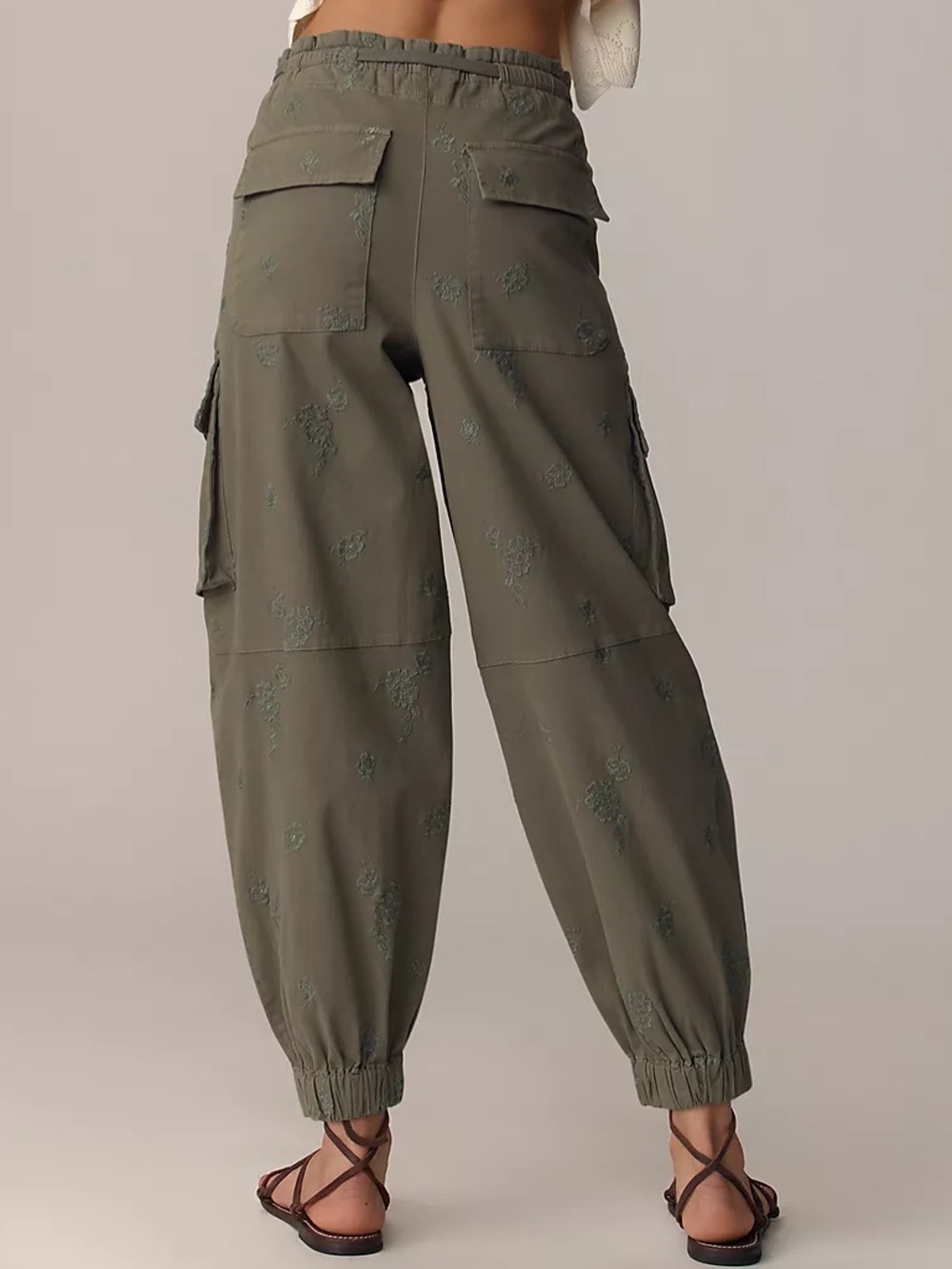 Anthropologie Pilcro Ditsy Embroidered Drawstring Cargo Pants View 4